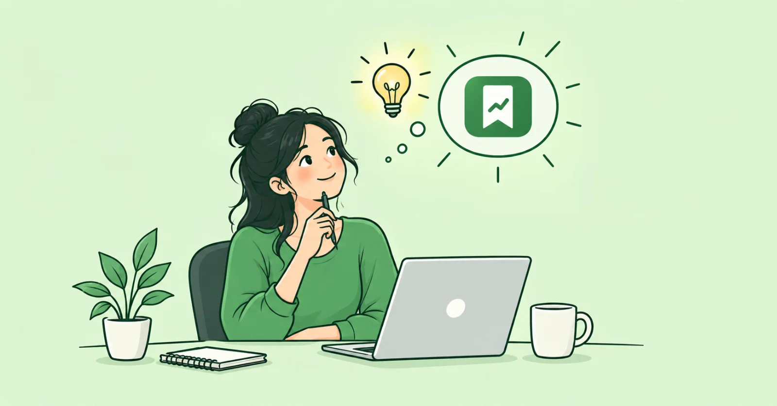 Woman thinking about save your trade