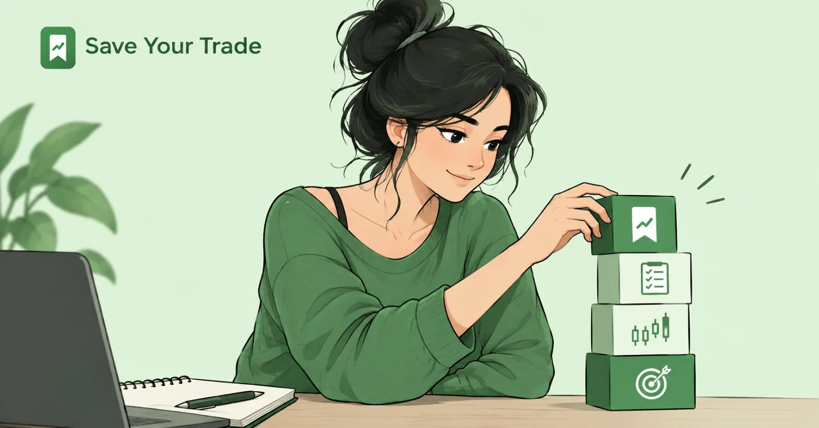 Woman art maintain trading journal