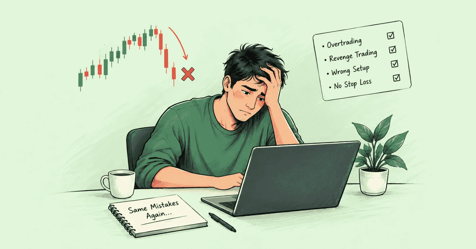 green doodle man trading mistake